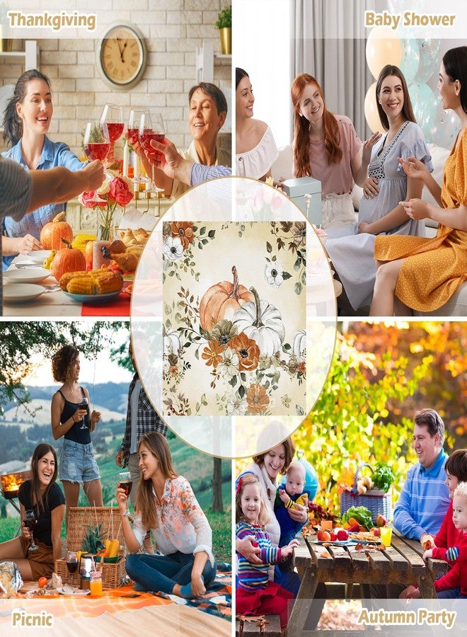 Janlaugh 100 Pcs Thanksgiving Paper Napkins Fall Cocktail Napkins Thanksgiving Disposable Beverage Autumn Guest Towel for Kitchen Bathroom Party Supplies(Autumn Pumpkin) - Image 3